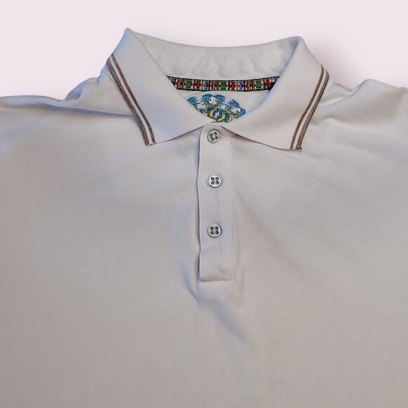 Robert Graham Men’s M White Polo Classic Fit Preppy Contrast Collar EUC - Picture 3 of 10